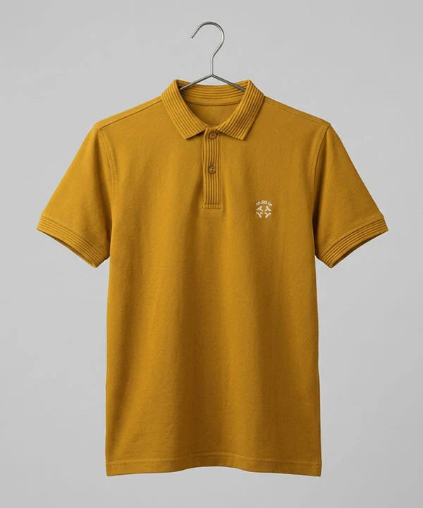 Premium Ribbed Collar Basic Polo T-Shirt Mustard TSH-7162