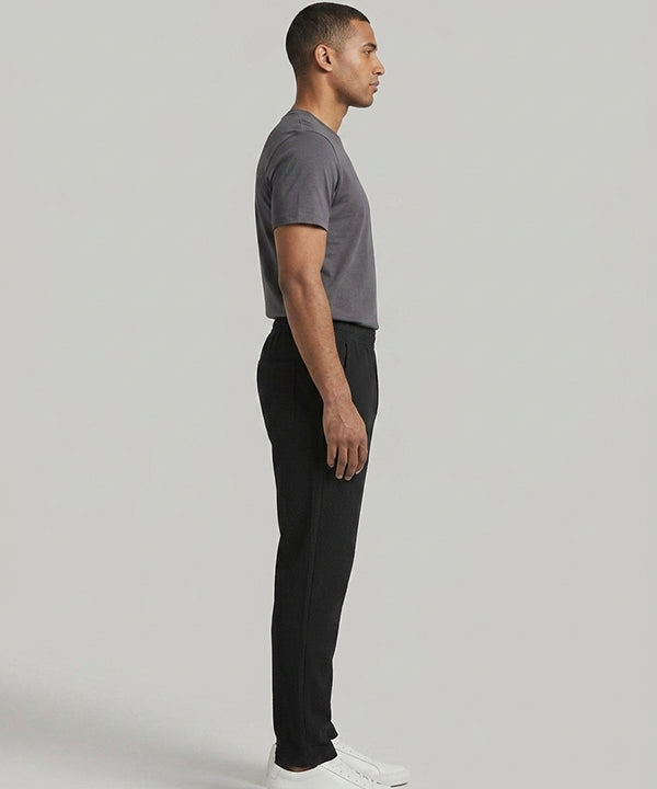 Waffle Knit Elastic Waist Trousers - Black Lwr-0694 - Black - View 3