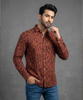 Men's Casual Shirt - Shc-1974 Printed Maroon - Maroon - View 1