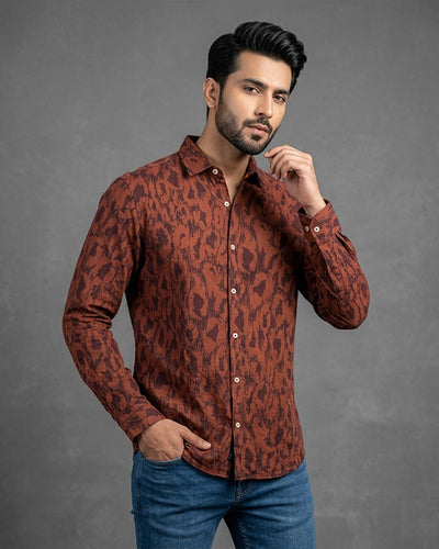Men's Casual Shirt - Shc-1974 Printed Maroon
