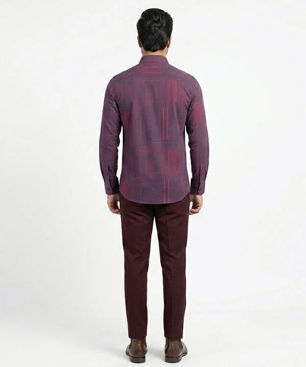 Men's Casual Shirt - Shc-1106 Dotted Maroon