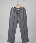 Waffle Knit Elastic Waist Trousers - D Grey Lwr-0694 - Grey - View 3