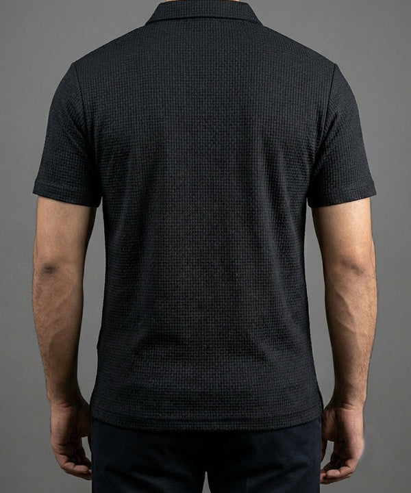 Men'S T-Shirt Collar Black Tsh-7020 - Black - View 3