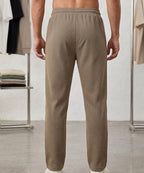Waffle Knit Elastic Waist Trousers - Coffee Lwr-0694 - Coffee - View 3