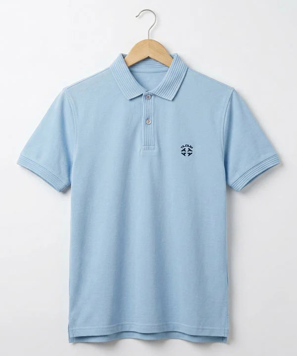 Premium Ribbed Collar Basic Polo T-Shirt Sky TSH-7162