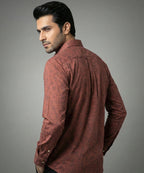 Men's Casual Shirt - Texture Maroon Shc-1972 Strech Fabric - Maroon - View 3