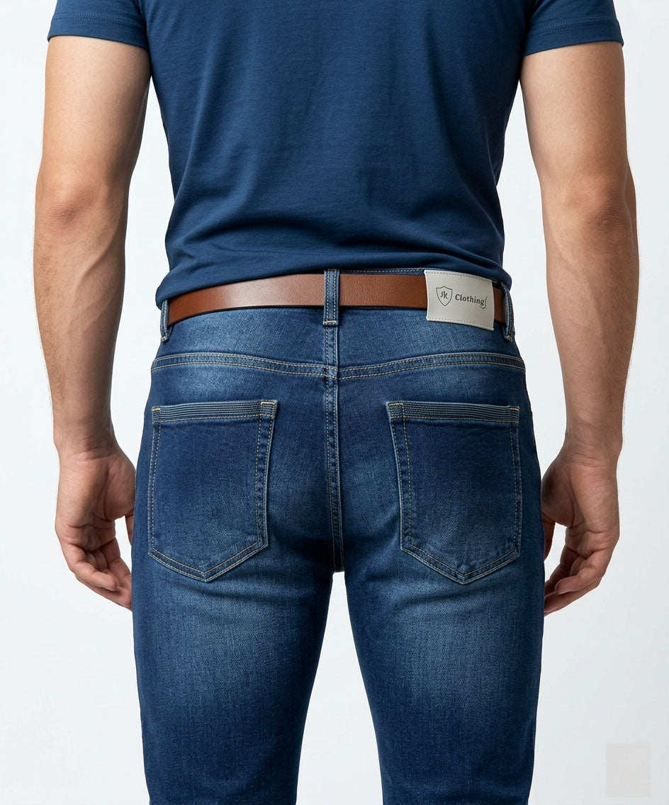 Men's Denim Tailored Fit- Navy JP-1820 - Navy - View 3