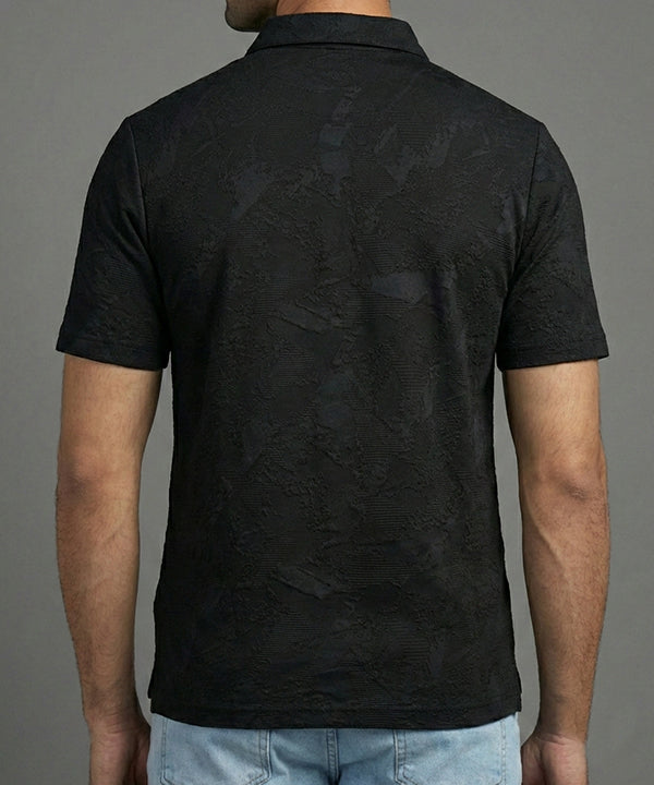 Men'S T-Shirt Collar Black Tsh-7024 - Black - View 3