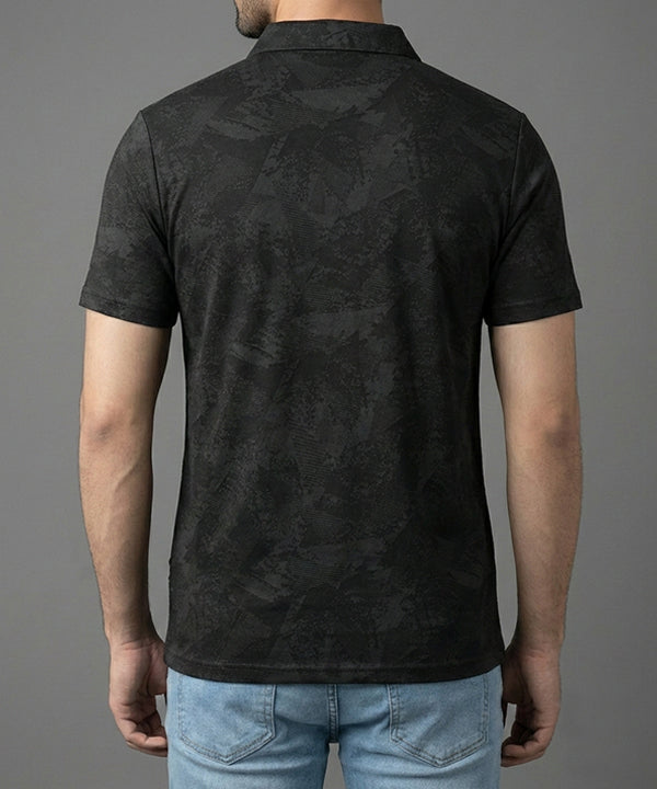 Men'S T-Shirt Collar Black Tsh-7025 - Black - View 3