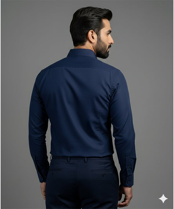 Men'S Dress Shirt - Navy Dsh-0292 - Navy - View 3