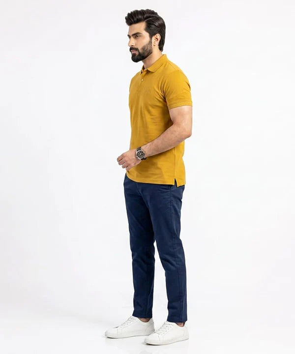 A|X Logo Self-Textured Basic Polo T-Shirt TSH-7163 Mustard