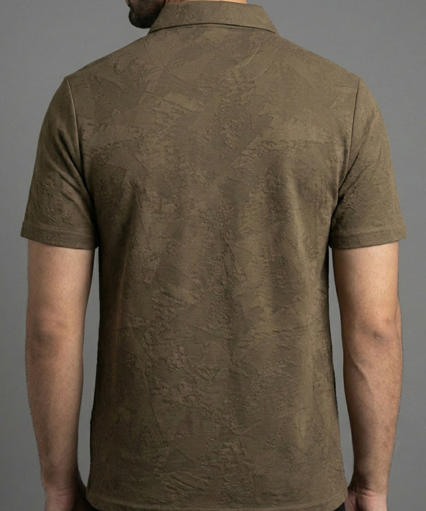 Men'S T-Shirt Collar Brown Tsh-7024 - Brown - View 3