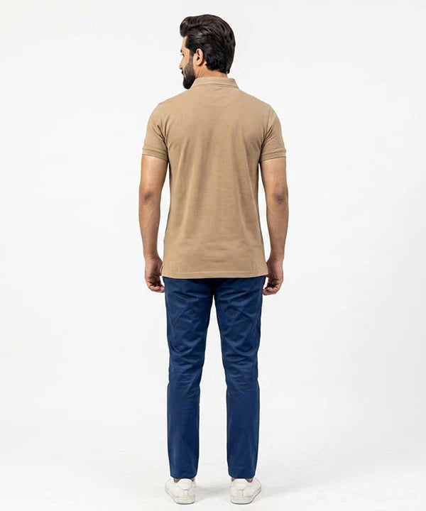 A|X Logo Self-Textured Basic Polo T-Shirt TSH-7163 Beige