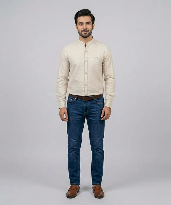 Men's Casual Shirt - Shc-1385 Texture Beige