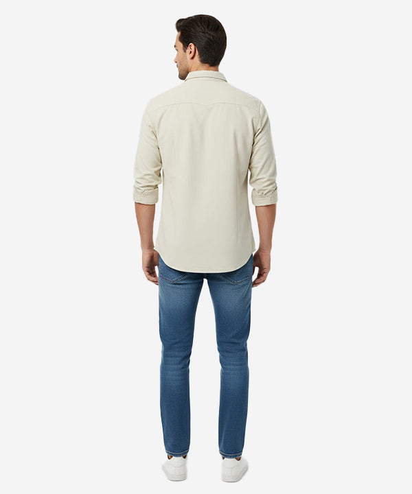 Men's Casual Shirt - Beige Shc-1841 Strech Fabric - Beige - View 3