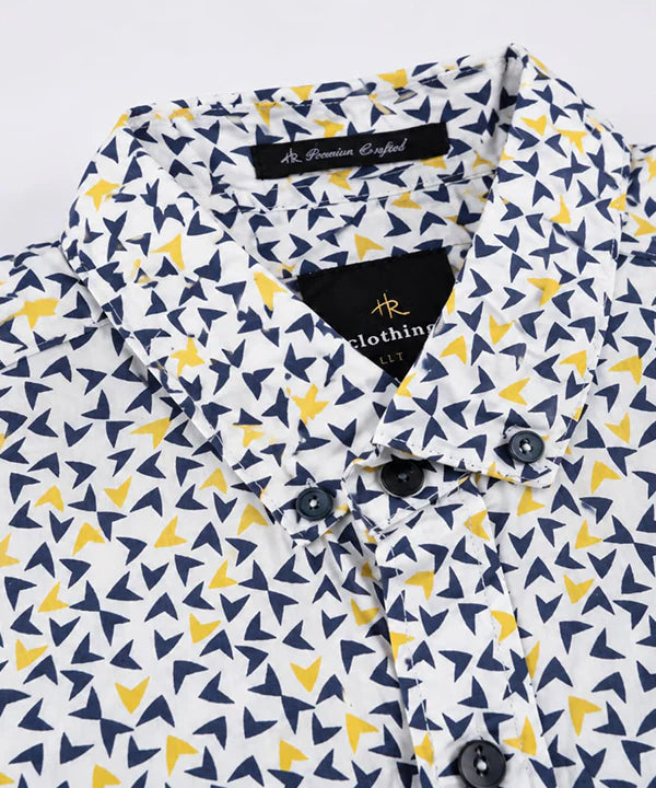 Men's Casual Shirt - Shc-1606 Ptinted Yellow (ORG-H)