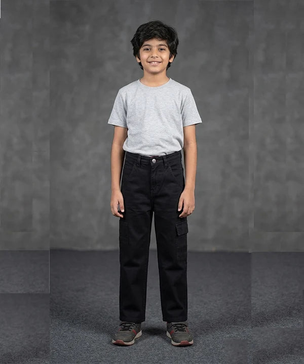 Boys Black Carpenter Straight Cargo jeans - Bjp-0300