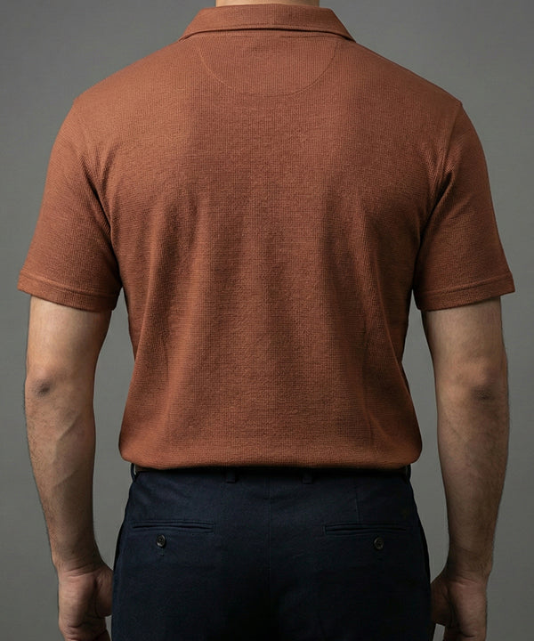 Men'S T-Shirt Johnny Collar Rust Tsh-5991 - Rust - View 3