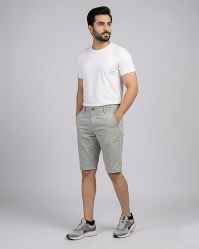 Men’S Summer Cotton Texture Grey Shorts- Br-0102