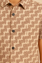 HR clothing Kids Half Sleeves Shirt - Printed Beige BSH-0110