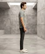 MEN'S T-SHIRT COLLAR GREY STRIPE Old Money TSH-7161