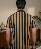 Men's Casual Shirt Half Sleeves - SHC-3069 Brown Stripe ( ORG ) - Brown - View 3