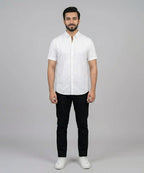 Men's Casual White Half Sleves Shc-1846