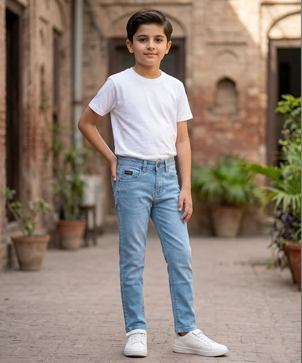 Boys Ice Blue Stretch Denim Jeans- Bjp-0306