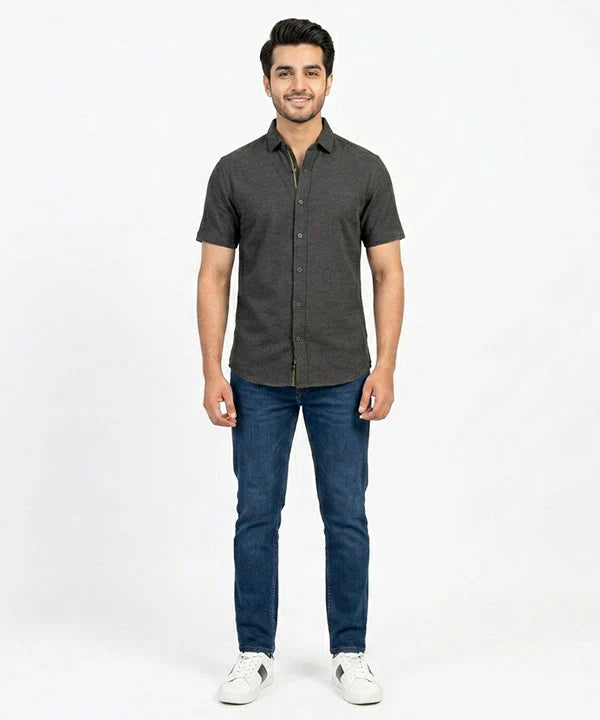 Men's Casual Grey Half Sleves Shc-2028