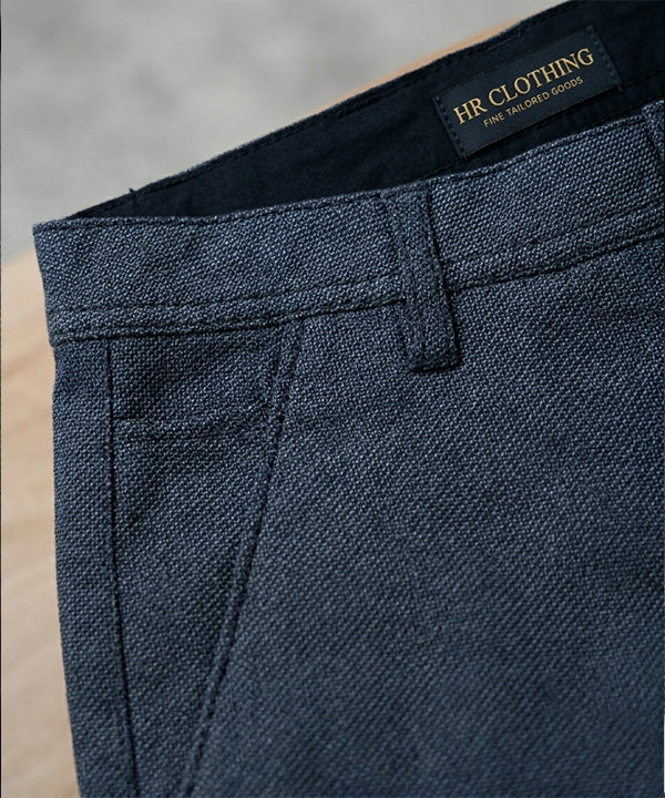 Men’S Summer Cotton Texture Navy Shorts- Br-0101 - Navy - View 3