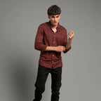 Men's Casual Checkered Shirt - Maroon Shc-1973 Strech Fabric(ORG)