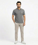 Premium Ribbed Collar Basic Polo T-Shirt Grey TSH-7162