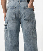 Men's Baggy Carpenter Denim - Wash Blue Jp-2080 - Blue - View 3