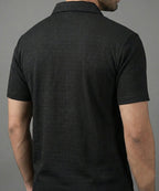 Men'S T-Shirt Collar Black Tsh-7026 - Black - View 3
