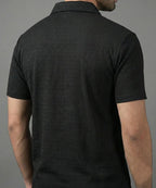 Men's T-Shirt Collar Black Zip Style Tsh-7026