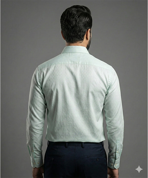 Men'S Dress Shirt - Texture Green Dsh-0287 - Green - View 3