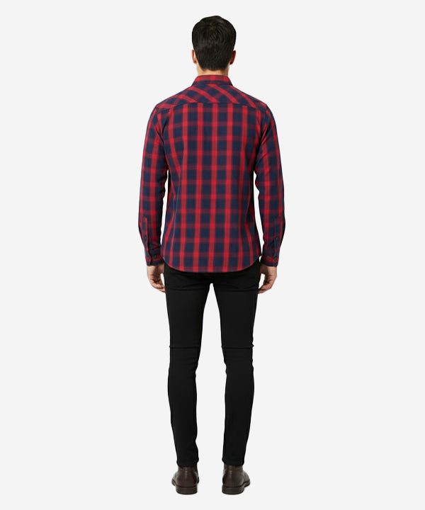 Men's Casual Checkered Shirt - Red Chk SHC-1719 - Red - View 3