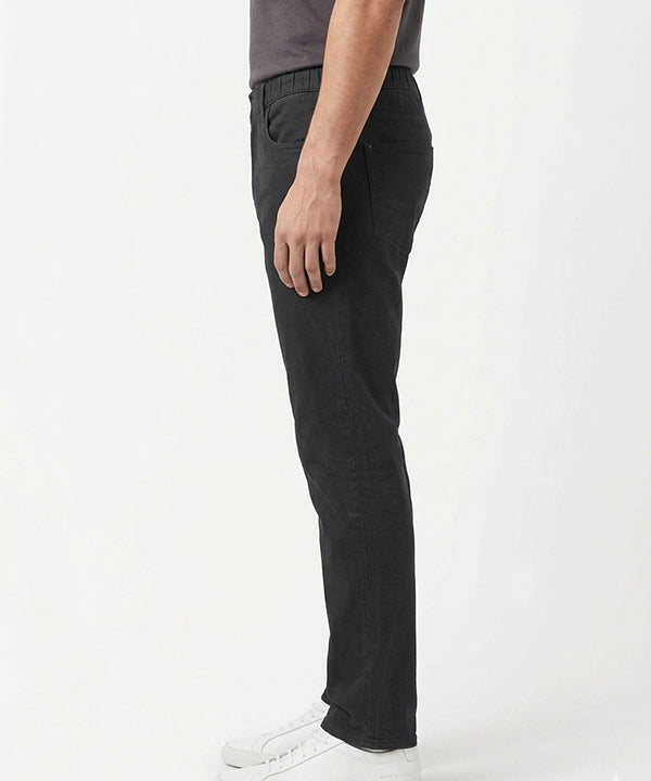 Elastic Waist Straight Fit Denim Jp-2229 Black - Black - View 3
