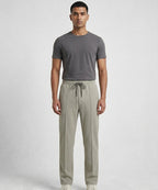 Waffle Knit Elastic Waist Trousers - Green Lwr-0694 - Green - View 3