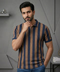 Men'S T-Shirt Collar Navy Stripe Tsh-7160 - Navy - View 1