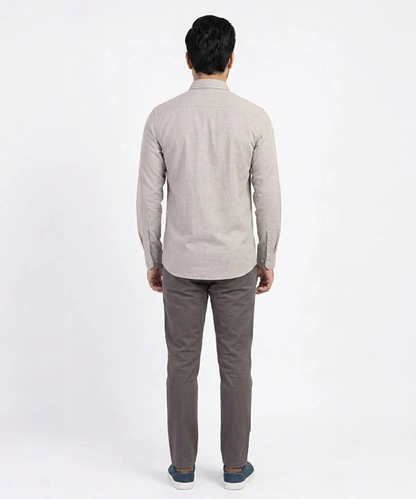 Men's Casual Shirt - L Grey Stripe Shc-1619 ORG ( H )