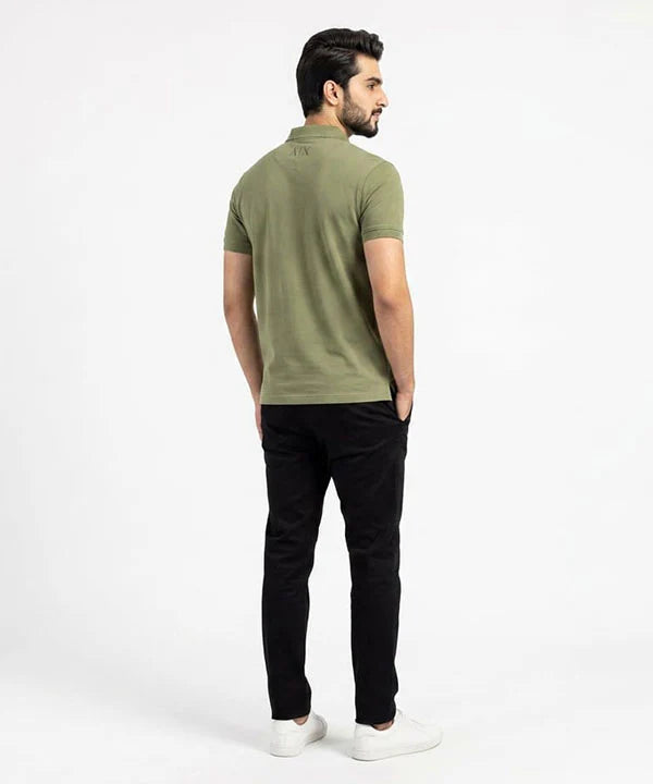 A|X Logo Self-Textured Basic Polo T-Shirt TSH-7163 Olive