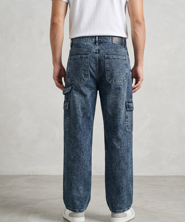 Men's Baggy Carpenter Denim- Jp-2208 Navy - Navy - View 3