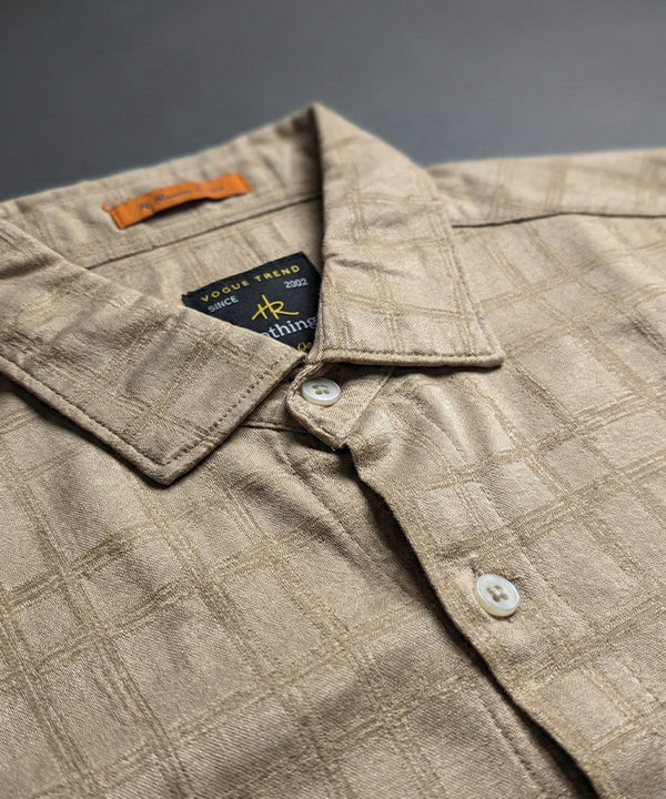Men's Casual Shirt - L Coffee Shc-1974 Strech Fabric - Coffee - View 5