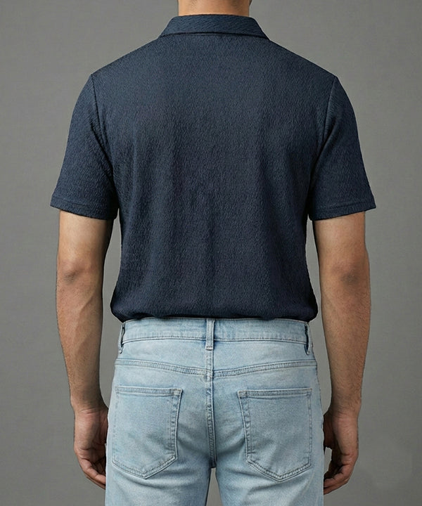 Men'S T-Shirt Collar Navy Tsh-7021 - Navy - View 3