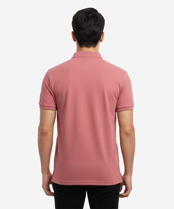Men'S T-Shirt Texture Collar Pink Tsh-5906 - Pink - View 3
