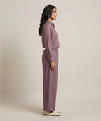 Women's Western Solid Co-Ord Set D-Purple LTP-0037