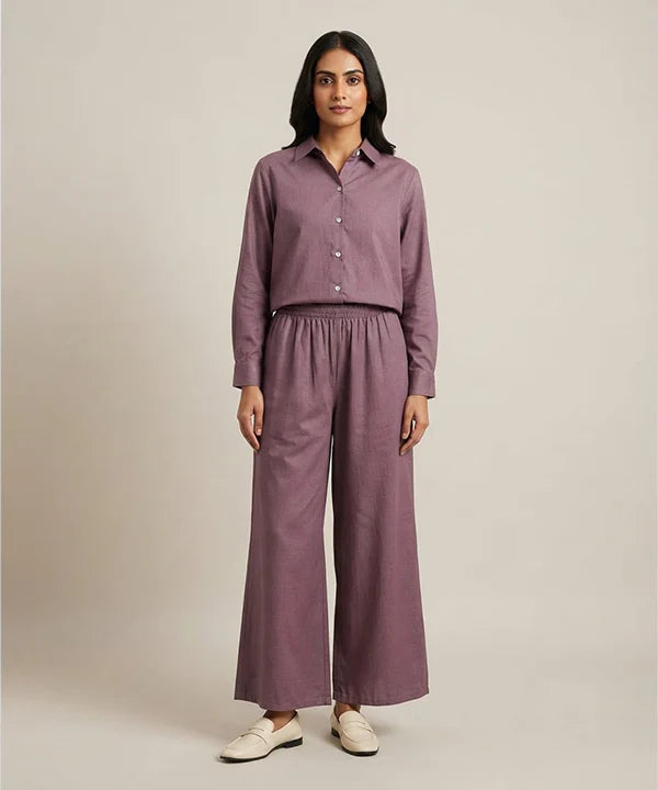 Women's Western Solid Co-Ord Set D-Purple LTP-0037
