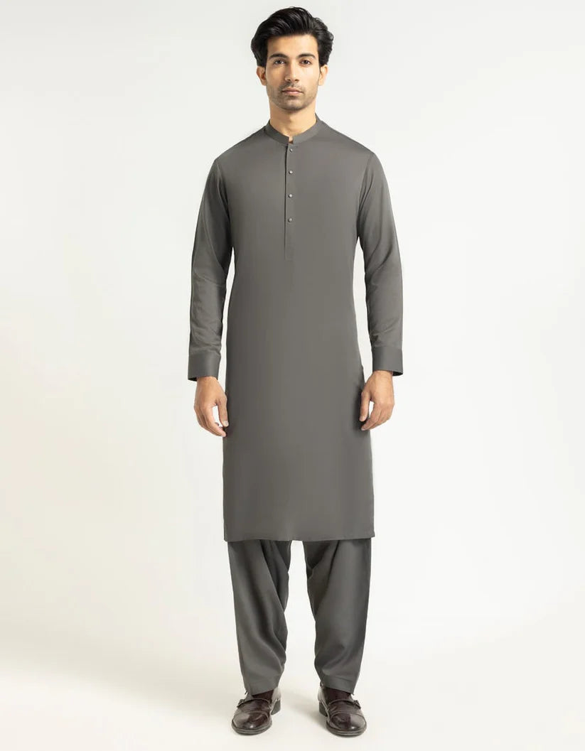 grey plain kameez shalwar