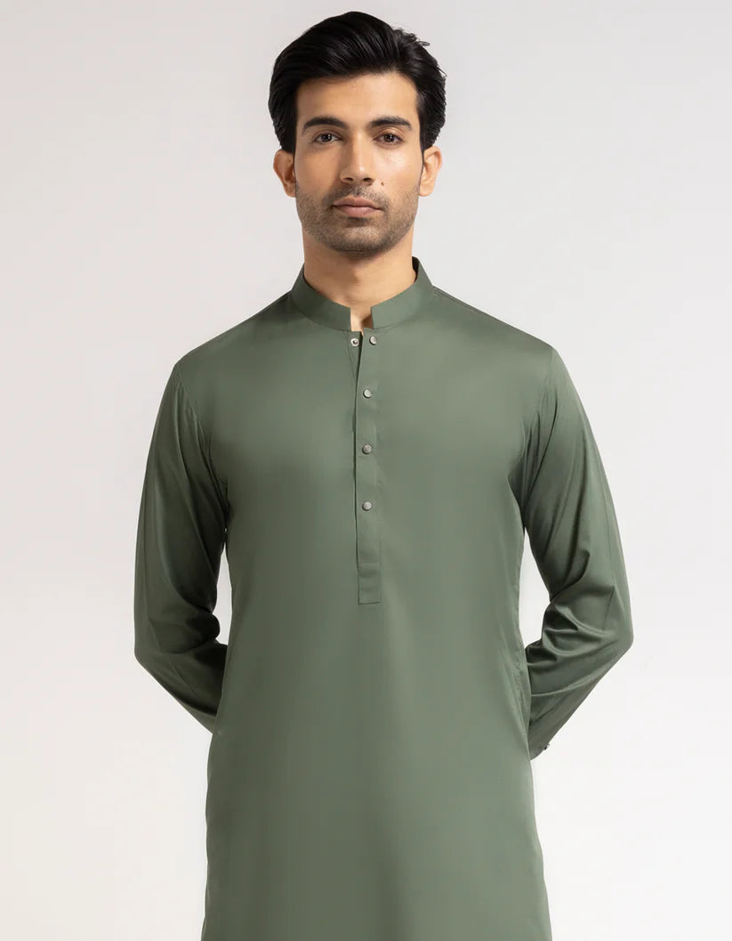 green cotton casual kameez shalwar